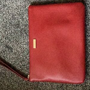 Furla Red Leather Clutch with Gold Hardware